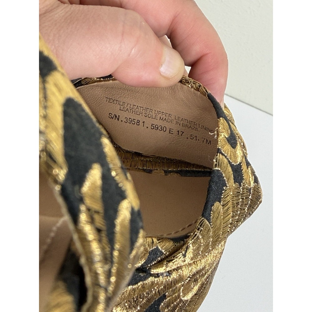 Tory Burch Loretta 115mm Platform Embroidered Black Gold  7 Brocade Fabric - Picture 11 of 12